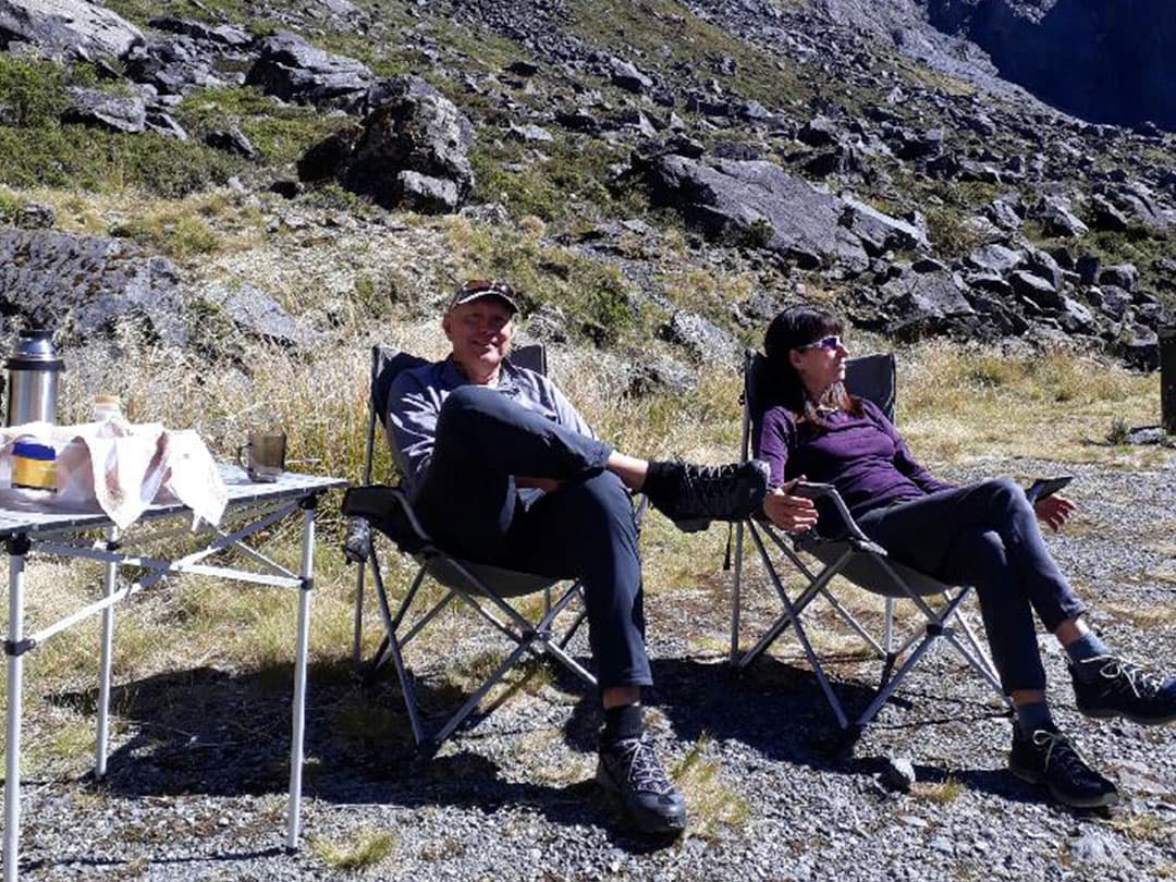 A short alpine hike and rest on one of Fiordland Tours private tours